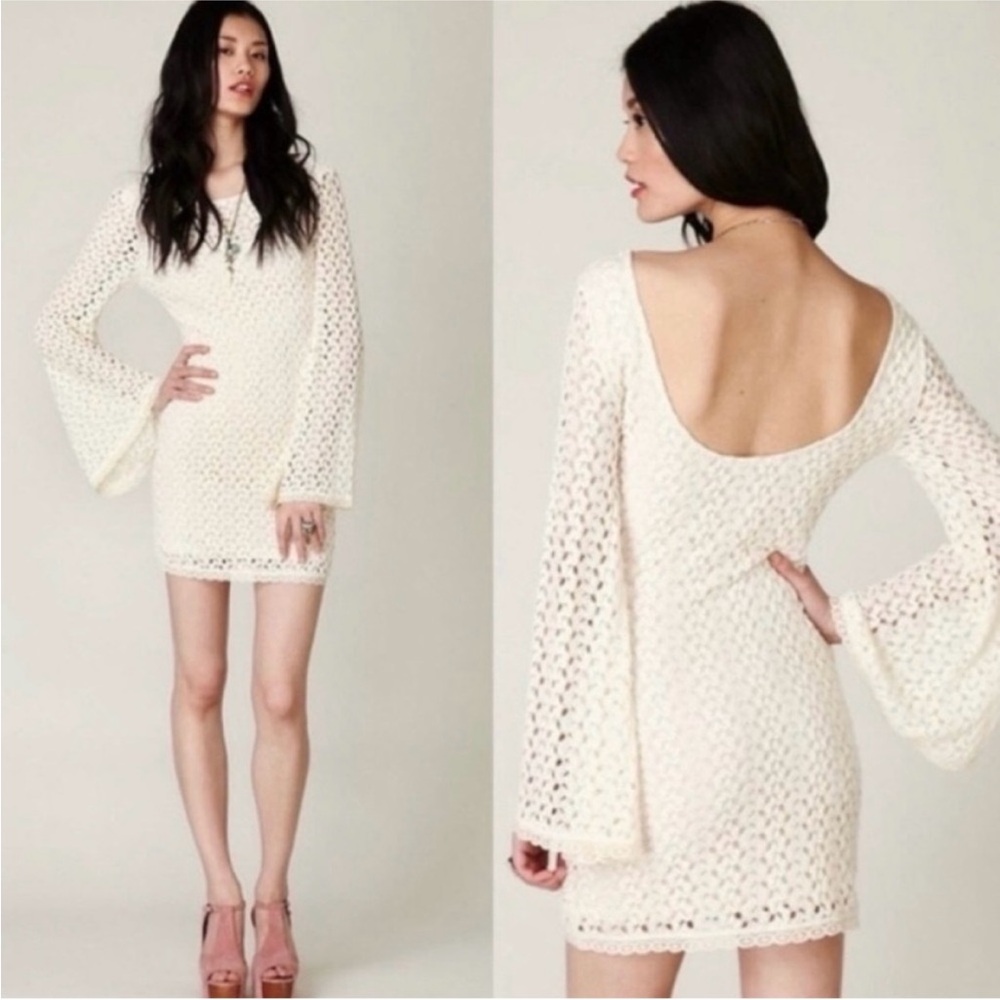 Free People Ivory Gypsy Lace Dress beige